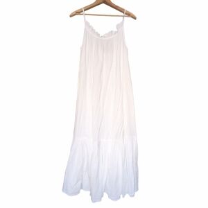 J.Crew Ruffle Beach Dress White Airy Light Cotton Gauze Women's Size M-L